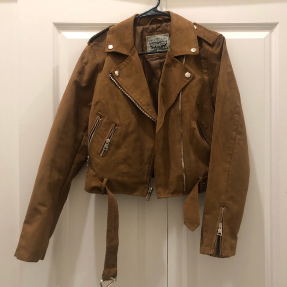 Levi’s tan suede moto jacket - Picture 3 of 6